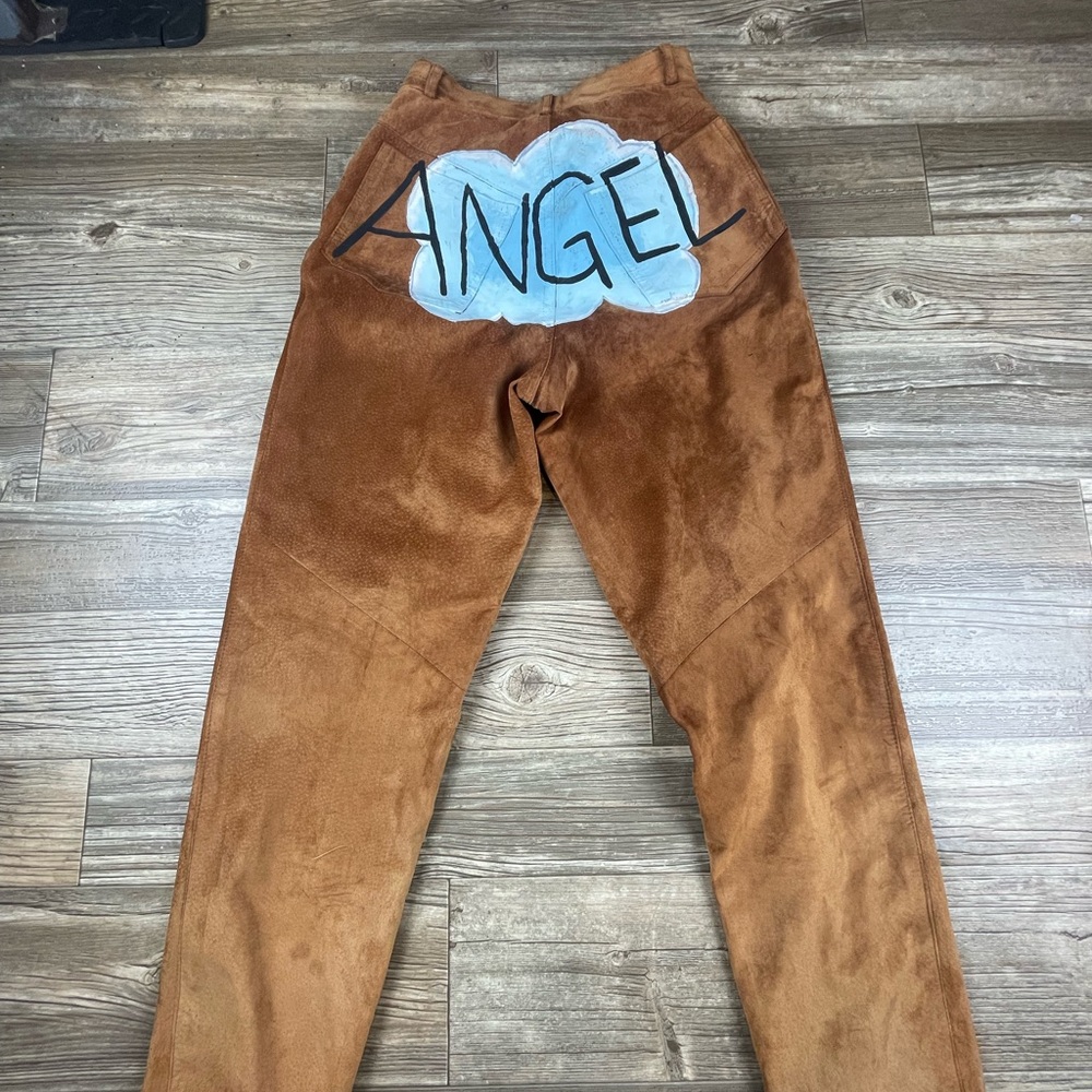 Vinny Ann Taylor Women’s Leather Suede Blue 'Angel' Pants